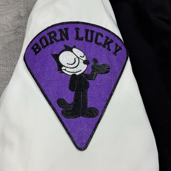 FELIX THE CAT x Universal Studios Bomber Jacket Adult Sz Small Black White EUC - Picture 9 of 14